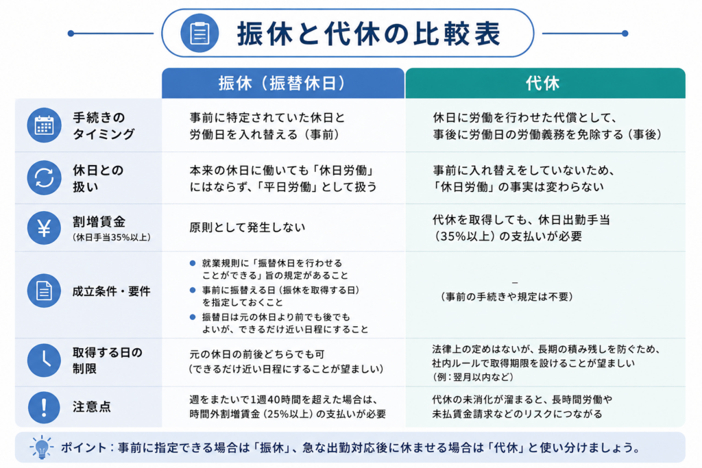 1 振休と代休の違い