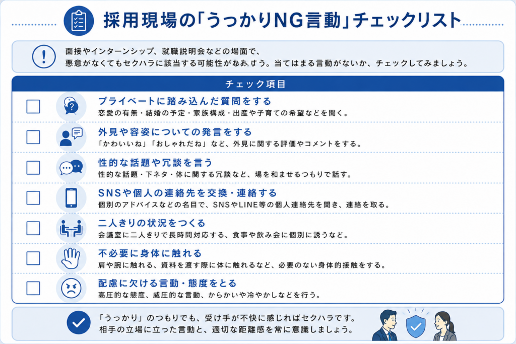 【セクハラ防止】2 ｢うっかりNG言動｣チエックリスト